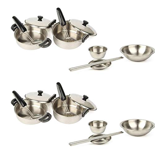 TOPofly Los Juegos De Simulación De Cocina De Acero Inoxidable Juguetes Sartenes Ollas De Utensilios De Cocina En Miniatura De Juguete Kid Cocina Juguete Set De Juego De Utensilios De