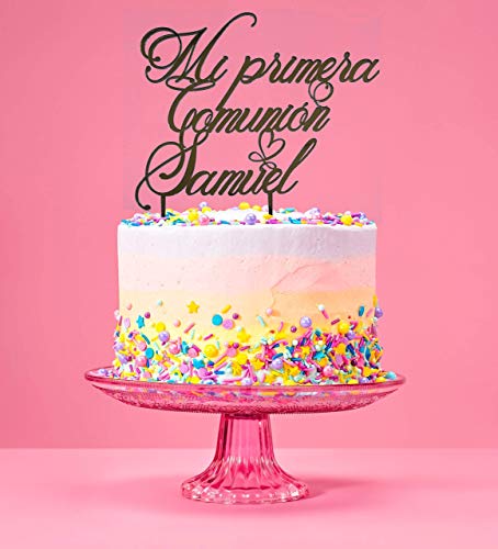 Topper personalizado para tarta de primera comunión, personalizado con el nombre para hacer su tarta única.