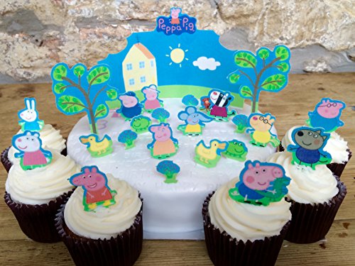 Toppershack 24 x decoración para pasteles comestibles PRECORTADAS de Peppa Pig