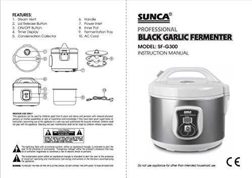 TOPQSC Negro Fermentador de Ajo Eléctrico Negro Máquina de Fermento de Ajo DIY Hogar Automático Olla de Jardín (3L)