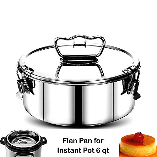 TOPSALE Molde de Flan de Acero Inoxidable con Tapa y Asa de ElevacióN FáCil, Accesorios para Hornear de 6, 8 Qt, Molde para Pasteles de 2 Qt