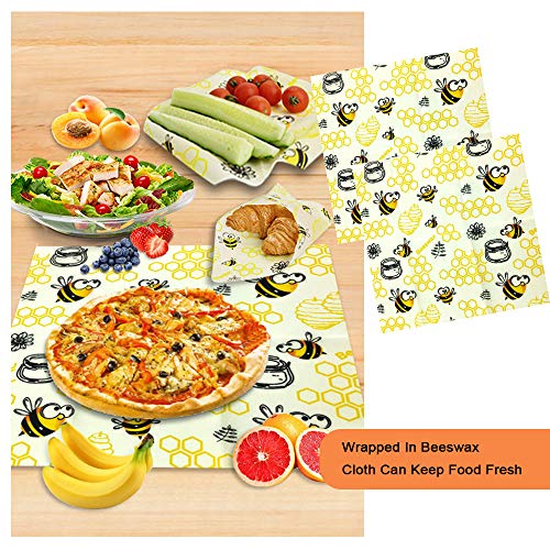 TOPSEAS Envoltorio Cera De Abeja, 8Pcs Envoltorio Cera De Abejas Ecológicas,Papel de Cera de Abeja Mantiene Alimentos Fresco para Sándwich,Queso,Frutas etc.Reutilizable Envolver,Lavables