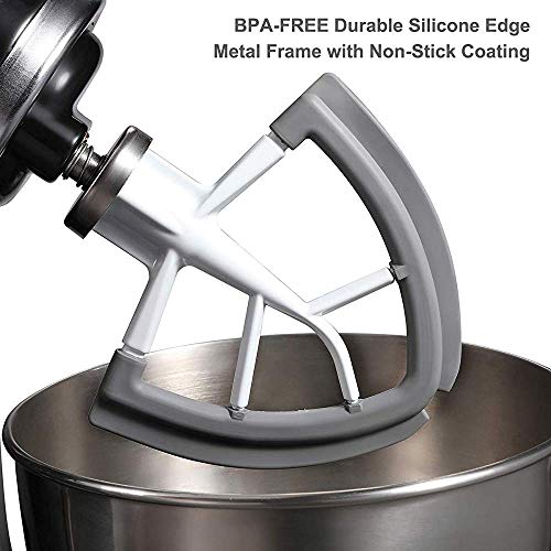 TopsparPartsTM - Batidor de doble alas de 4,5 cuartos y 5 cuartos de galón, con borde flexible KFE5T ✰ compatible con modelos de cabezal inclinable KitchenAid ✰ Accesorio de ayuda de cocina ✰