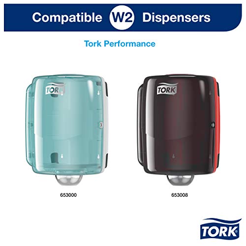 Tork 130073 Papel de secado de uso intensivo QuickDry Premium/2 capas/Paños de limpieza compatibles con los sistemas W1, W2 y W3/1 bobina x 170 m de largo/color azul