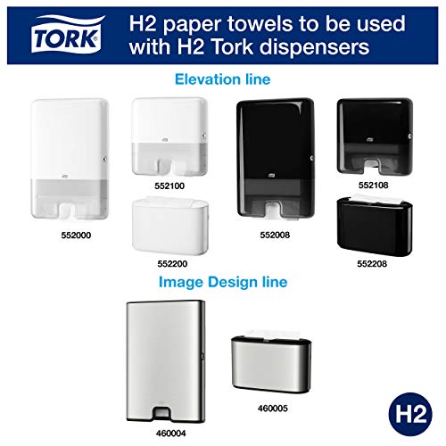 Tork 471093 Toallas de mano Universal Xpress desechables, entreplegadas en Z compatibles con el sistema de Tork H2, 1 capa, blanco, 20 x 250 hojas (21.3 x 23.4 cm)