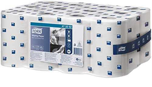 Tork 473252 Papel de secado multiuso Advanced de 1 capa compatible con el sistema de alimentación central pequeño M1, blanco, 12 rollos x 120m