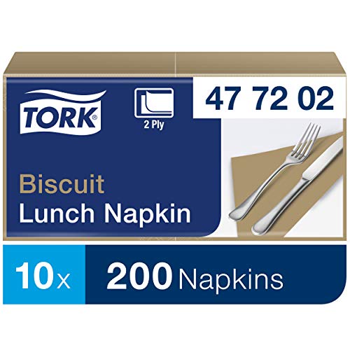 Tork 477202 Lunch/Servilletas para almuerzo / 10 paquetes x 200 unidades (2000 servilletas) / color tostado / 2 capas / 33 x 32,6 cm/Advanced