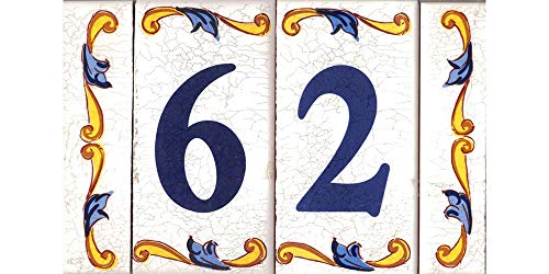 TORO DEL ORO Números casa. Numeros y Letras en azulejo. Calca cerámica. Estilo craquelé. Nombres y direcciones. Diseño Craquelé Grande 7,5x15 cms (Número cinco"5")