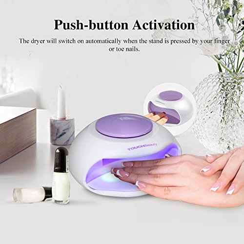 TOUCHBeauty secador uñas aire, Secador de Uñas Portátil con Aire y Luz LED Ideal para Esmalte de Uñas Regular, Tamaño Mini, Potente Ventilador, Accionado por Baterías AG-0889