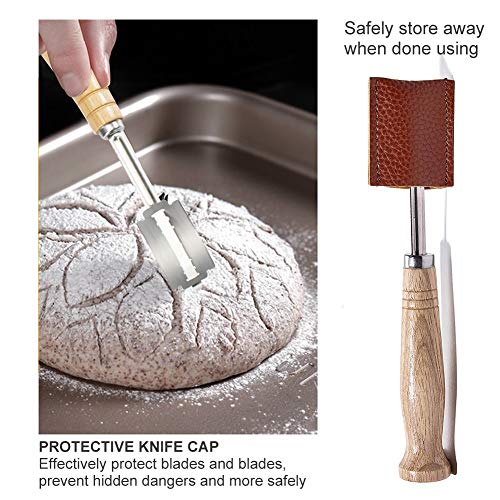 Toulifly Cuchillo de Panadero,Lame Bread,Cuchillo para Masa,Herramienta de Corte de Pan,Cuchillo para Masa con 5 Inoxidable Cuchilla Reemplazables,Cocina para Hornear Masa de Pan DIY