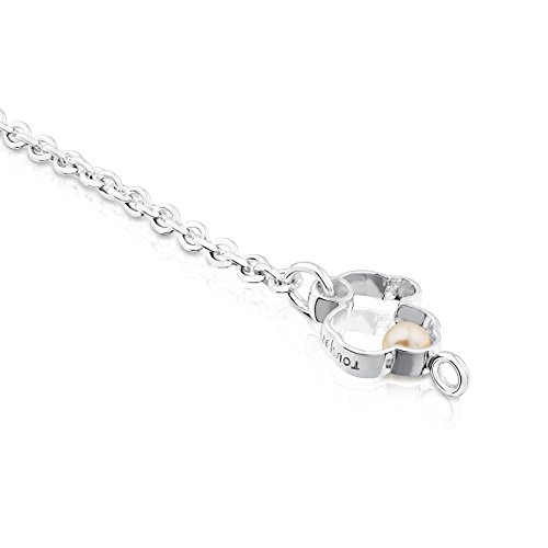 TOUS Pulsera cadena Mujer con silueta de Plata y perla. Largo: 18 cm. 1,6 cm y 0,5 cm