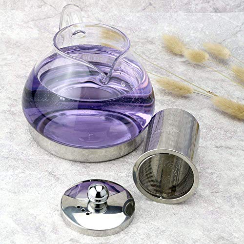 TOYO HOFU Tetera a prueba de calor del vidrio de Borosilicate del vidrio claro alto con el infuser, olla de la olla de la cocina de inducción, 800ml (800)