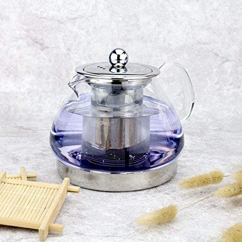 TOYO HOFU Tetera a prueba de calor del vidrio de Borosilicate del vidrio claro alto con el infuser, olla de la olla de la cocina de inducción, 800ml (800)