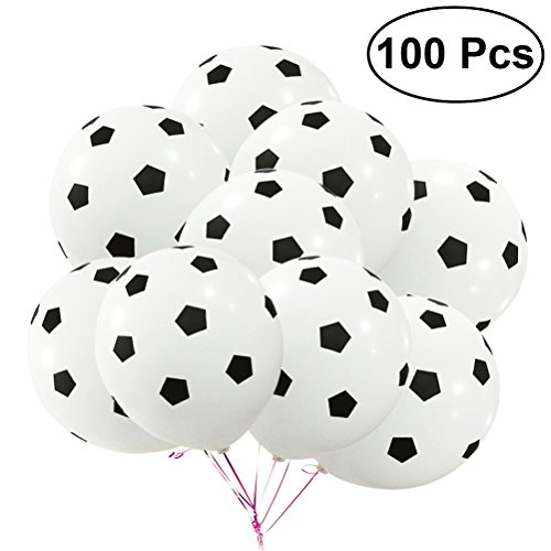 Toyvian 100Pcs Globo de Fiesta de 12 Pulgadas Globos de látex de fútbol Globos de cumpleaños Kit para la decoración