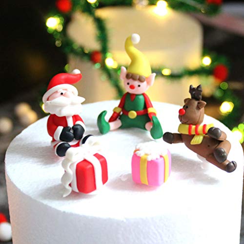 Toyvian - 5 piezas de decoración para tarta de Papá Noel, elfo y reno, caja de regalo para tartas, adorno de Navidad, juguete para rellenar bolsas