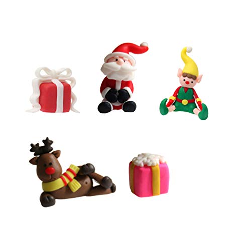 Toyvian - 5 piezas de decoración para tarta de Papá Noel, elfo y reno, caja de regalo para tartas, adorno de Navidad, juguete para rellenar bolsas