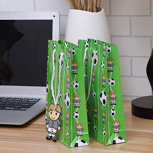 Toyvian - 6 bolsas de papel con decoración de fútbol, con asa, para regalo, bolsas de la compra, bolsas de caramelos para niños, cumpleaños, fiesta de fútbol, suministros de regalo, color verde