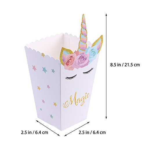 Toyvian Caja para Palomitas de Maíz con Unicornio Contenedores de Palomitas para Fiesta de Cumpleaños Unicornio Bautizo 12 Piezas