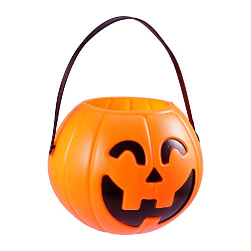 Toyvian Calabaza de Halloween Cubo de plástico Canasta de dulces Truco o trato Calabaza Caramelo Cubo Titular 17 cm 2 piezas