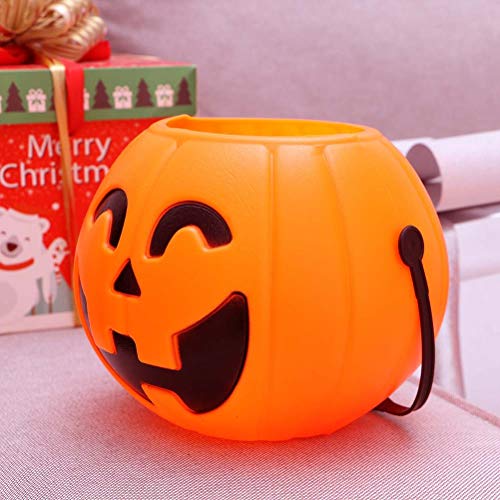 Toyvian Calabaza de Halloween Cubo de plástico Canasta de dulces Truco o trato Calabaza Caramelo Cubo Titular 17 cm 2 piezas