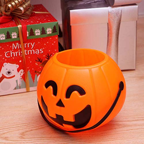 Toyvian Calabaza de Halloween Cubo de plástico Canasta de dulces Truco o trato Calabaza Caramelo Cubo Titular 17 cm 2 piezas