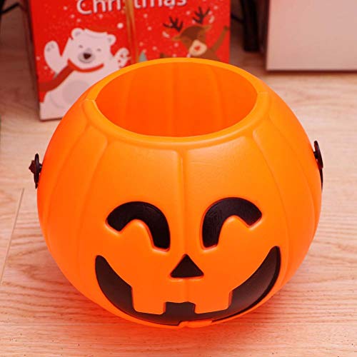 Toyvian Calabaza de Halloween Cubo de plástico Canasta de dulces Truco o trato Calabaza Caramelo Cubo Titular 17 cm 2 piezas