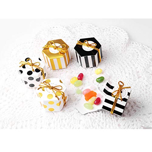 Toyvian Hexagon Mini Candy Box Caja de regalo de papel Kraft Caja de azúcar para favores de fiesta 50 piezas (Sin tarjeta y cuerda)