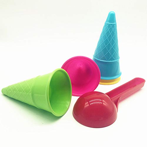 Toyvian Juguetes de Playa para niños Cono de Helado Cuchara Modelo de Playa Juguetes para niños Juego al Aire Libre para niños 5 Piezas (Colores aleatorios)