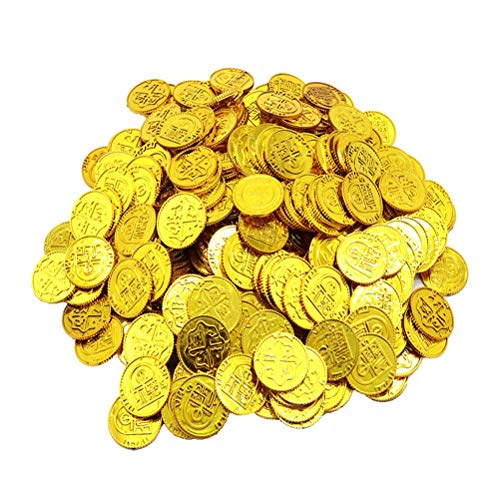 Toyvian Monedas de Oro de Piratas Juego de Juguetes de Monedas de plástico Accesorios para Chips Juego de Juego para niños - 100pcs (Dorado)