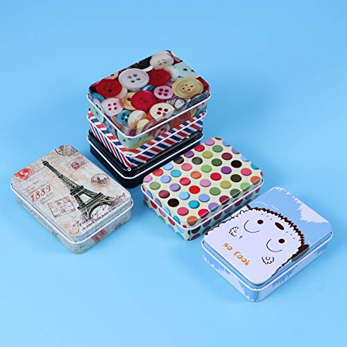 Toyvian Novedad Mini Caja de Hojalata de Hierro Tarjetas de Joyería Monedas Cajas de Almacenamiento de Dulces Dibujos Animados Lindos Caja de Latas Rectangulares 6 Piezas