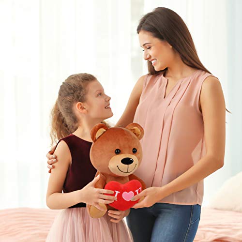 Toyvian Te Amo Oso Oso de Peluche, 11 Pulgadas con Corazón Rojo Peluche de Juguete de Regalo para Esposa O Novia en El Día de San Valentín Año Nuevo Cumpleaños Boda Aniversario