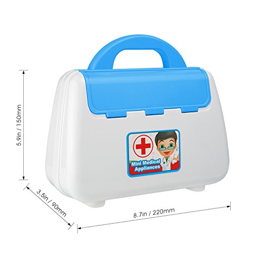 TR Turn Raise Cuadro Médico Conjunto Enfermera Médico Kit Parque Infantil para Niños - Fingir Juego Herramientas Juguete Set 15 Piezas (Azul)