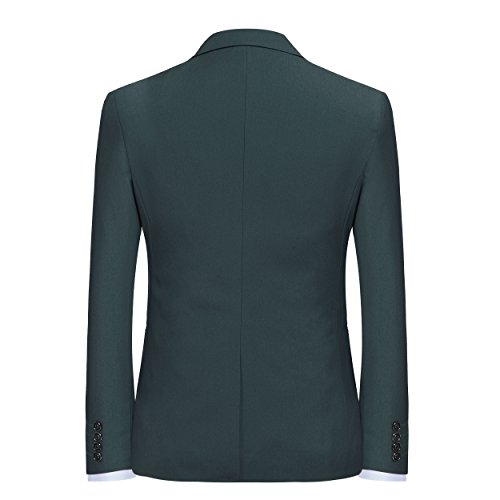 Traje de 2 piezas para hombre compuesto por chaqueta y pantalones, ajuste estrecho, para boda, cena,negocios, casual, disponible en 10 colores Verde verde oscuro Large