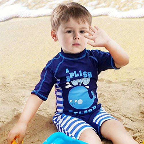 Traje de Baño para Niños - Ropa de Playa Ropa de Natación Una Pieza Protección Solar Ropa de Baño con Gorro de Baño