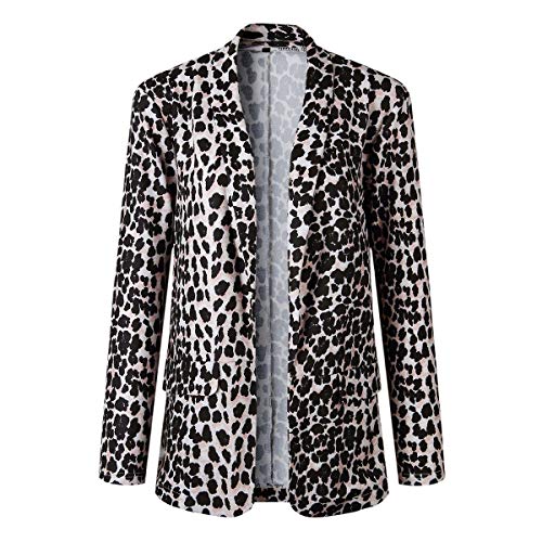 Traje de Trabajo de Negocios Atractivo con Manga Larga de Piel de Serpiente para Mujer Escudo Outwear (Color : Leopard Print, Size : XL)