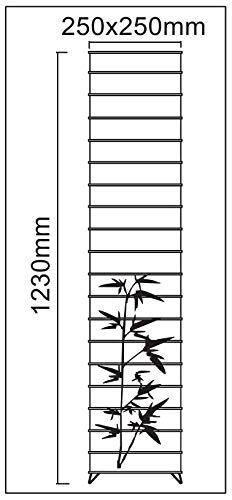 Trango 1212 diseño Lámpara de pie *JAPÓN* lámpara de papel de arroz *HECHO A MANO* en cuadrado blanco con palos decorativos y motivo de bambú con 2 casquillos E14, altura aprox.123 cm lámpara de salón