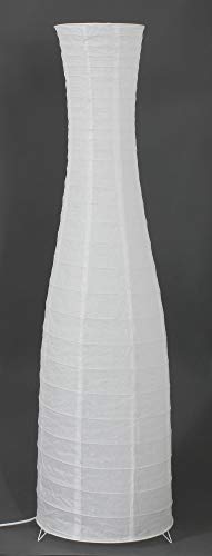 Trango Lámpara de pie de diseño moderno I lámpara de papel de arroz en forma de botella Blanco TG1231-026 de 125 cm de altura como sala de estar Lámpara decorativa I lámpara I pantalla