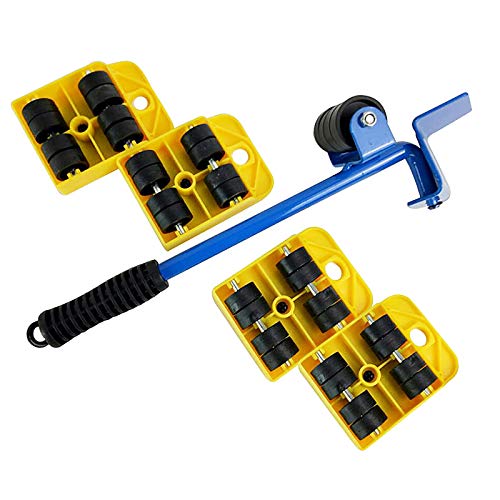 Transport Mover Set, Herramienta de elevación de Transporte de Muebles Profesional, Material Pesado Juego de Herramientas de Mano móvil Dispositivo de Movimiento de Barra de Rueda,1PCS