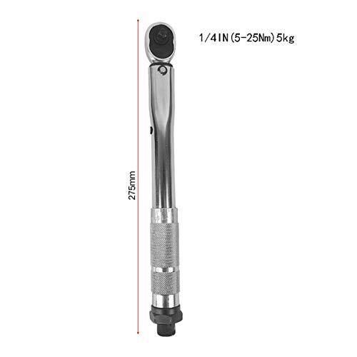 Tree-on-Life 1/4 Pulgada 5-25NM Prefabricado Ajustable Llave de Torsión Drive Click Wrench Metal Mano Llave Herramienta de Reparación con Organizador de Caja