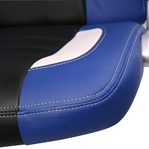 TRESKO® Silla de Oficina Racing Gaming giratoria, Escritorio Ordenador, 4 Colores Diferentes, reposabrazos Acolchados y Regulables, Mecanismo de inclinación basculante (Azul/Blanco/Negro)