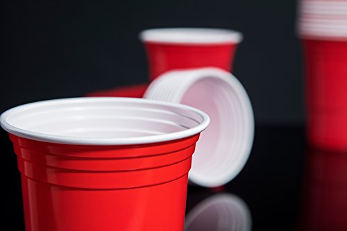 TRESKO® Vaso para fiestas vaso de plástico, vaso de plástico para bebidas, para refrescos cerveza Cola cócteles cerveza botellón beer pong, rojo, 473 ml de capacidad (100 Pcs)