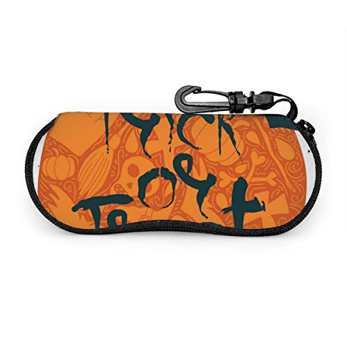 Trick or Treat Póster de Halloween con letras para gafas, estuche portable, estuche para gafas, estuche para gafas portátil con cerradura de llave