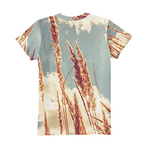 Trigo campo brillante sol mujer casual camiseta manga corta túnica tops cuello redondo blusa cómoda Bm002 XXL