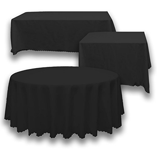 Trimming Shop 70" x 126" rectángulo Negro Cubierta de Tela de Mesa de poliéster Liso - Tejido de Lino Ancho Adecuado para Superficies Planas - para Banquetes, recepciones de Bodas, y Eventos