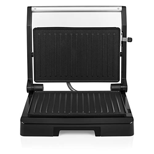 Tristar Grill GR-2854 Parrilla de Contacto – Revestimiento Antiadherente – Tapa de Acero Inoxidable, 1000 W, Metal, Negro