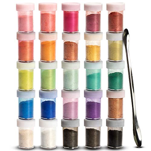 Tritart Mica - Polvo metálico para resina epoxi, joyas, 25 colores x 5g, resina de fundición, polvo de pigmento, pigmentos de color para Fimo, jabón, pigmento de purpurina