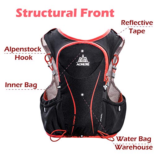 TRIWONDER Mochila de Hidratación Ligero 5L Superior Chaleco para Trail Running Ciclismo Marathoner Profesional Hombre Mujer(Negro (L-XL) - con 1.5L vejiga de Agua)