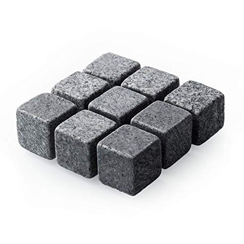 TRIXES 9 Piezas Calidad Granito - Whisky Piedras - Hielo Seco - Cubo Rocas - Regalo