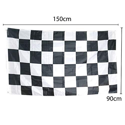 TRIXES Bandera Grande a Cuadros Blancos y Negros Carrera Autos F1-5 pies x 3 pies