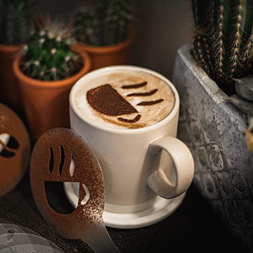 TRIXES Paquete de 16 Plantillas Diseño Varios Barista de Café y Herramientas Decoración de Pasteles